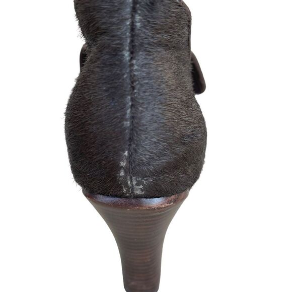 Fossil Brown Calf Hair Cuffed Heeled Ankle Boots Size 7.5 - Picture 7 of 10